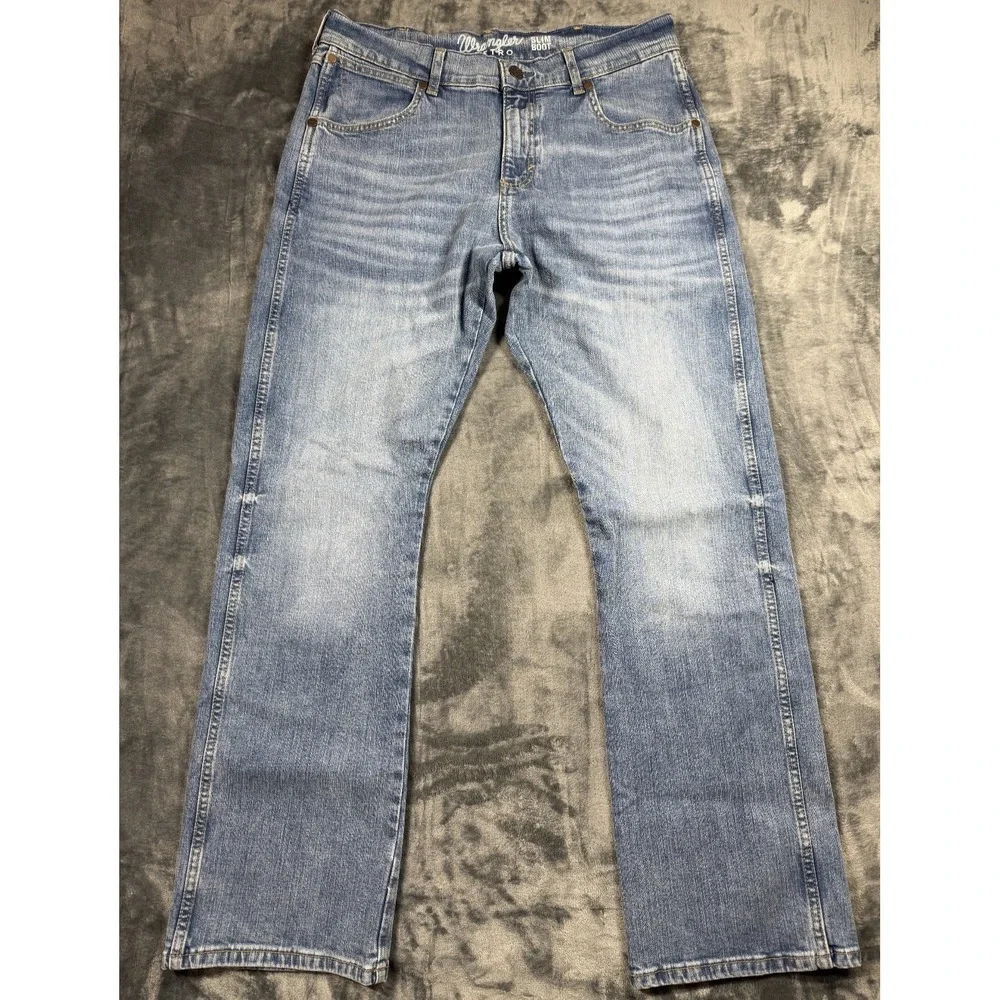 Wrangler Retro Slim Boot Jeans 33x32 Western Cowboy Light Wash